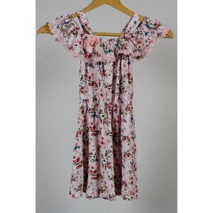 Lily Bleu Girl's 5 Ruffles Neckline Prink Spring Floral Easter Dress